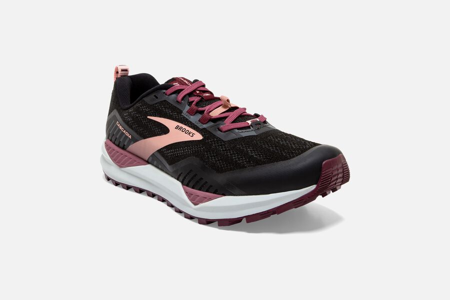 Brooks Cascadia 15 Trail Running Shoes Womens - Black/Pink - YRBSQ-4962